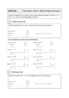 Vorschau - Arbeitsblätter - Äquivalenzumformungen - Mehrschrittige Gleichungen - Mit Lösungen - Deckblatt