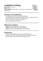 Vorschau - Arbeitsblätter - Laufdiktat Frühling – 3-fach differenziert (einfach, mittel, schwer) – Klasse 5-6 - Seite 1