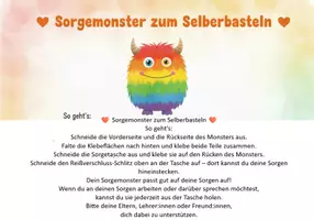 Vorschau - Arbeitsblätter - Lustiges Sorgemonster zum Basteln mit Stundenentwurf. - Seite 1