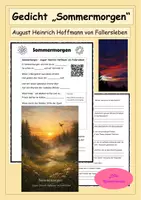 Vorschau - Stundenentwürfe - Gedicht "Sommermorgen" - August Heinrich Hoffmann von Fallersleben - Sommergedicht - Deckblatt