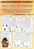 Vorschau - Arbeitsblätter - Leseverständnis Frühling - Text-Bild-Zuordnung, 3-fach differenziert, Lesetraining Klasse 2 & 3 - Deckblatt