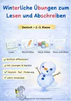 Vorschau - Arbeitsblätter - Winterliche Übungen zum Lesen und Abschreiben - Deckblatt