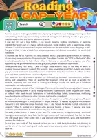 Vorschau - Arbeitsblätter - Reading Comprehension - A Year off - Grade 10 - Deckblatt