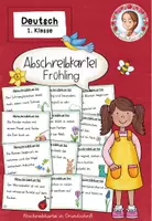 Vorschau - Stationenlernen - Abschreibkartei Frühling Grundschrift | Klasse 1 Deutsch - Deckblatt