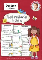 Vorschau - Aufgabenkarten - Abschreibkartei Frühling Druckschrift | Klasse 1 Deutsch - Deckblatt