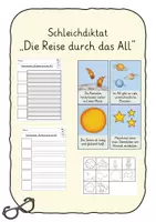 Vorschau - Arbeitsblätter - Kl. 2/3: Schleichdiktat "Die Reise durch das All" - Deckblatt