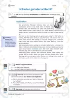 Vorschau - Arbeitsblätter - Leben und Feste - Ist Fasten gut oder schlecht? (Maßhalten Sokrates) - Deckblatt