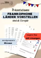 Vorschau - Arbeitsblätter - Französisch Präsentation - Frankophone Länder vorstellen / Wortschatz&Arbeitsblätter (differenziert) - Deckblatt