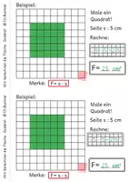 Vorschau - Arbeitsblätter - Arbeitsheft Wir berechnen die Fläche beim Quadrat - Seite 3