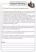 Vorschau - Arbeitsblätter - Eisenach Wartburg Lesetext einfach verständlich mit Aufgaben + Lösungen und Wortspeicher Leseverstehen - Seite 3