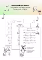 Vorschau - Mal- und Bastelvorlagen - Der Kuckuck und der Esel - Lied mit Noten, Piktogrammen & Einklebe-Arbeitsblatt (Förderschule GE / UK / Frühling) - Deckblatt