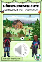Vorschau - Audio-Dateien - Hörspurgeschichte "Gartenarbeit mit Hindernissen" Fünffach differenziert - DaZ / Deutsch - Deckblatt