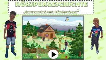 Vorschau - Audio-Dateien - Hörspurgeschichte "Gartenarbeit mit Hindernissen" Fünffach differenziert - DaZ / Deutsch - Seite 1