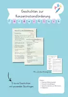 Vorschau - Fördermaterial/Inklusion - Geschichten zur Konzentrationsförderung - mit Quizfragen - Deckblatt