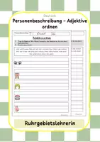 Vorschau - Arbeitsblätter - Personenbeschreibung Adjektive ordnen - Deckblatt