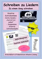Vorschau - Stundenentwürfe - Schreiben zu Liedern: Culcha Candela - Cool mit mir selbst - Songanalyse, kreatives Schreiben, Songtext, moderne Lyrik - Deckblatt