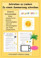 Vorschau - Stundenentwürfe - Schreiben zu Liedern: Nilsen - Sommerferien - Kreatives Schreiben, Songtext - Hörverstehen - Deckblatt