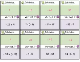 Vorschau - Spiele - Ich habe... Wer hat...? Rationale Zahlen II (alle Grundrechenarten) - Seite 2