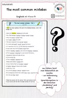 Vorschau - Arbeitsblätter - Arbeitsblatt: The most common mistakes part I - Deckblatt