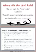 Vorschau - Fördermaterial/Inklusion - DaF / DaZ Englisch: Chinesische Mauer: Fehlerteufel Lesekarten Doppelkonsonanten - Seite 1