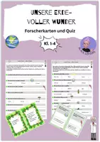 Vorschau - Stundenentwürfe - Unsere Erde - voller Wunder: Forscherkarten und Quiz - Deckblatt