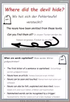 Vorschau - Fördermaterial/Inklusion - DaF / DaZ Englisch: Halloween Spezial: Fehlerteufel Lesekarten Großschreibung - Seite 1