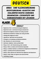 Vorschau - Arbeitsblätter - Groß- und Kleinschreibung Rechtschreibung: Adjektive und Zahlwörter richtig schreiben Grundwissen, Lückentexte und Schreibaufgaben mit Lösungen Klasse 4 - Deckblatt