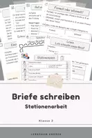 Vorschau - Arbeitsblätter - Briefe schreiben 2. Klasse – Stationenarbeit mit 8 Stationen & Stationenpass | Lesen, Schreiben & Briefaufbau - Deckblatt