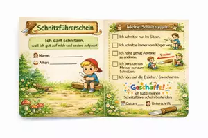 Vorschau - Arbeitsblätter - Schnitzführerschein für Kinder inkl. Regeln & Anleitung - Seite 1