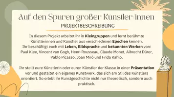 Vorschau - Unterrichtsreihen - Kunstprojekt - Auf den Spuren großer Künstler/ Kunstgeschichte neu entdecken: recherchieren, präsentieren und gestalten - Seite 3