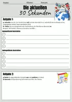 Vorschau - Arbeitsblätter - Die aktuellen 30 Sekunden - Politische/ Aktuelle Nachrichten - Deckblatt