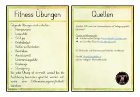 Vorschau - Aufgabenkarten - Fitness Übungskarten (Übungen ohne Geräte) - Seite 1