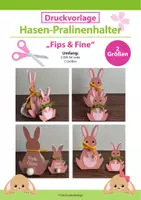 Vorschau - Mal- und Bastelvorlagen - Druckvorlage: Osterhasen Pralinenhalter „Fips & Fine“ - Deckblatt