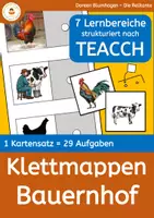 Vorschau - Mal- und Bastelvorlagen - Bauernhof - Klettmappe nach Teacch - 1 Kartensatz - 29 Aufgaben - Deckblatt