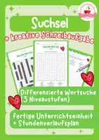 Vorschau - Stundenentwürfe - Suchsel Valentinstag - Wortsuche + Schreibaufgabe (differenziert) - Deckblatt