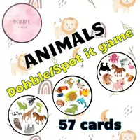Náhled - ANIMALS - Dobble/Spot It card game - 57 cards - krycí list