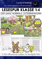 Vorschau - Arbeitsblätter - Lesespur Ostern Frühling | Lesen - Der ganz normale Osterwahnsinn (digitale Tafel) - Deckblatt