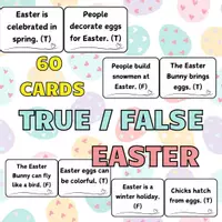 Náhled - Easter True / False Cards 60 Printable Cards Activity - krycí list
