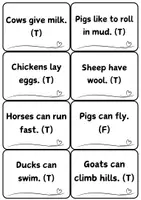 Náhled - Farm Animals True False Task Cards, Preschool Activity - boční 1