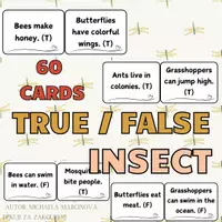 Náhled - 60 Insect True False Task Cards, Kids Bug Facts - krycí list