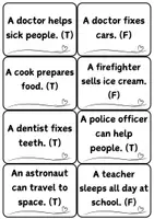 Náhled - Jobs Professions True False Task Cards, 60 ESL Vocabulary - boční 2