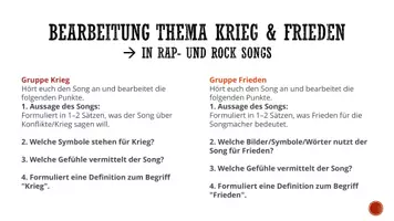 Vorschau - Präsentationen/Tafelbilder - Krieg & Frieden / Einführung durch Rap- und Rock-Song Analyse - Seite 3