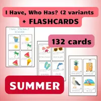 Náhled - Summer Vocabulary Flashcards & I Have Who Has 132 Cards - krycí list