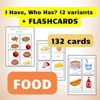Náhled - Food I Have Who Has Game for Kids, 132 Flashcards, Cards - krycí list