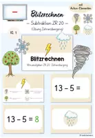 Vorschau - Präsentationen/Tafelbilder - Blitzrechnen (Digitale Tafel) - Zehnerübergang Subtraktion ZR 20 (Mathe Klasse 1) - Deckblatt