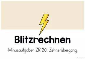 Vorschau - Präsentationen/Tafelbilder - Blitzrechnen (Digitale Tafel) - Zehnerübergang Subtraktion ZR 20 (Mathe Klasse 1) - Seite 3