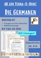 Vorschau - Arbeitsblätter - Die Germanen (Terra-X) | Arbeitsblatt: Fragen zur Doku & Reflexion | LÖSUNGEN | Geschichte Klasse 5-6 - Deckblatt