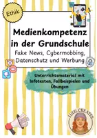 Vorschau - Arbeitsblätter - Medienkompetenz Grundschule|Fake News|Cybermobbing|Datenschutz| Werbung - Deckblatt