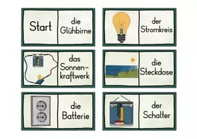 Vorschau - Spiele - Domino zum Thema Strom - Stromkreis, Stromerzeugung und Glühbirne - Seite 1