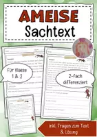 Vorschau - Arbeitsblätter - Sachtext Ameise - Deckblatt